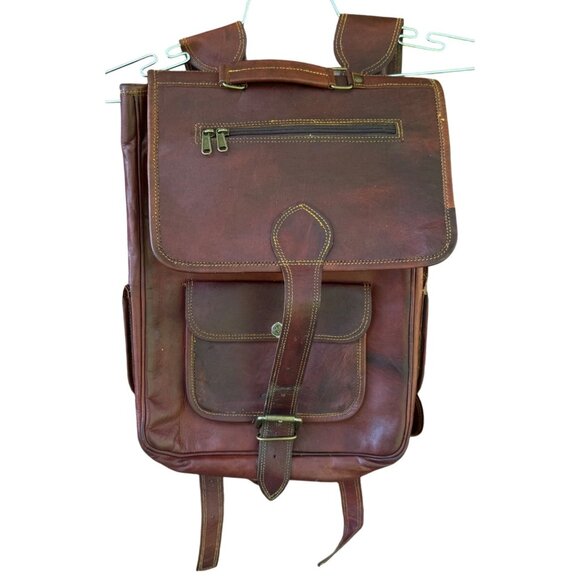 Kenar Other - KENAR Leather Backpack Laptop Travel Book Bag Brown Vintage Style